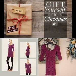 Free People Fuchsia Lace Long Sleeve Dress. NWT Size XS/S